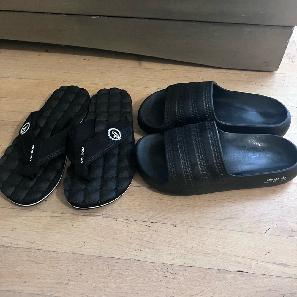 Volcom and Adidas Black Slide Sandals